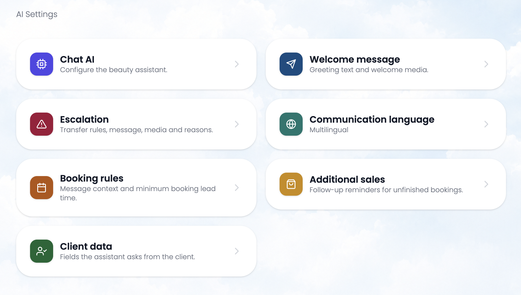Platform settings screen